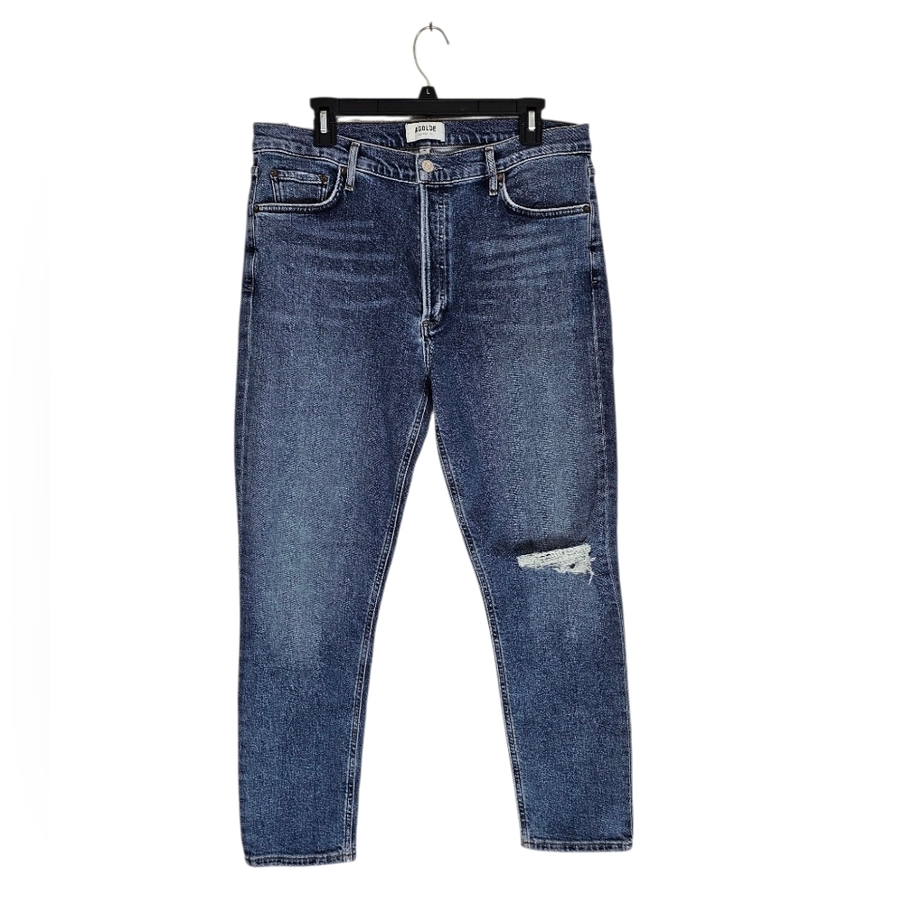 AGOLDE Nico High Rise Slim Fit Distressed Blue Skinny Ankle Jeans 32 NWT